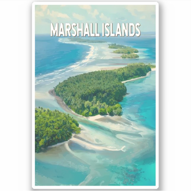 Marshall Islands Illustration Travel Art Vintage (Front)