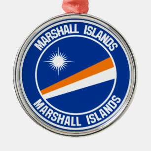 Marshall Islands Round Emblem Metal Tree Decoration