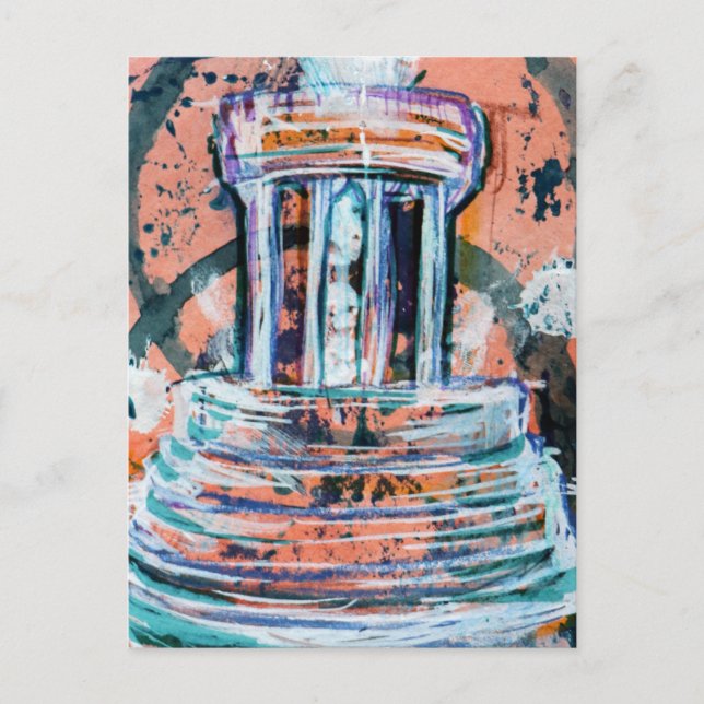 Marshall Michigan Brooks Memorial Fountain Tourist Postcard (Front)