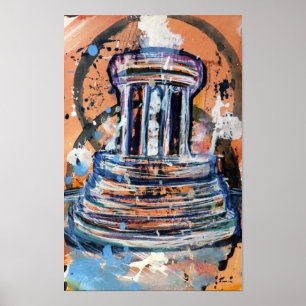 Marshall Michigan Fountain Abstract Art Poster