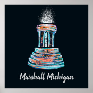 Marshall Michigan Fountain Poster