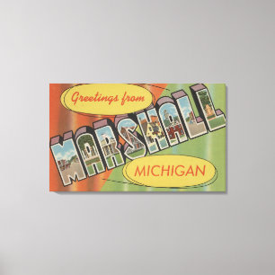 Marshall, Michigan - Large Letter Scenes Canvas Print