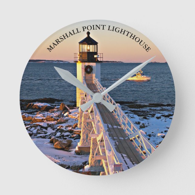 Marshall PointLighthouse Maine Wall  Clock (Front)