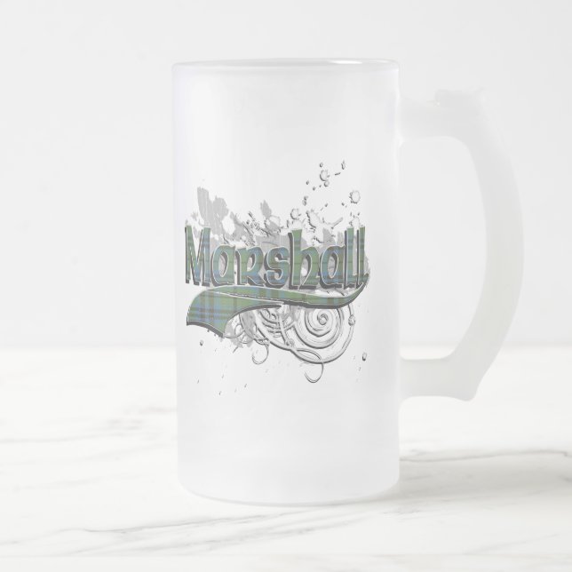 Marshall Tartan Grunge Frosted Glass Beer Mug (Right)