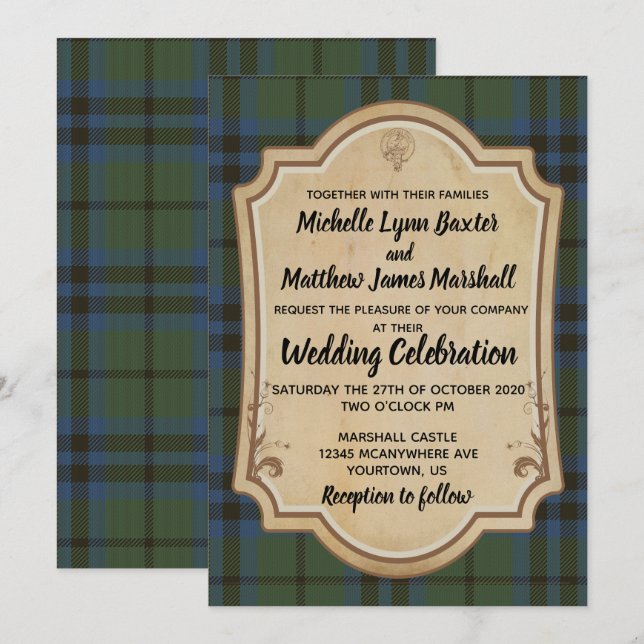 Marshall Tartan Wedding Invitation (Front/Back)
