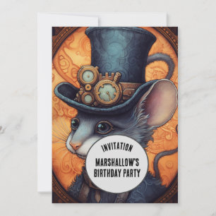 Marshallow Cheesetail Steampunk Animal Custom name Invitation