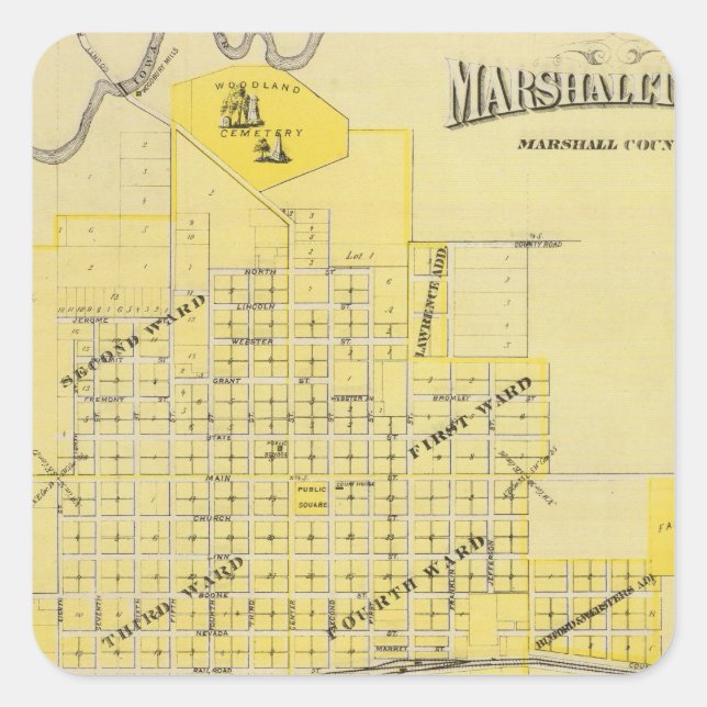 Marshalltown, Albion, Gilman Square Sticker (Front)