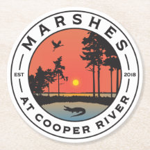 Marshes at Cooper River Round Paper Coaster