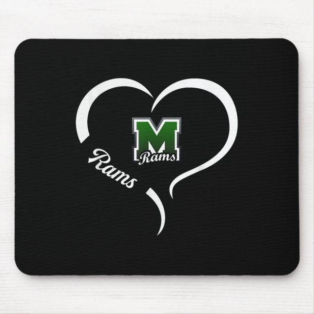 Marshfield Rams Logo Half Heart Slogan Hs  Mouse Mat (Front)