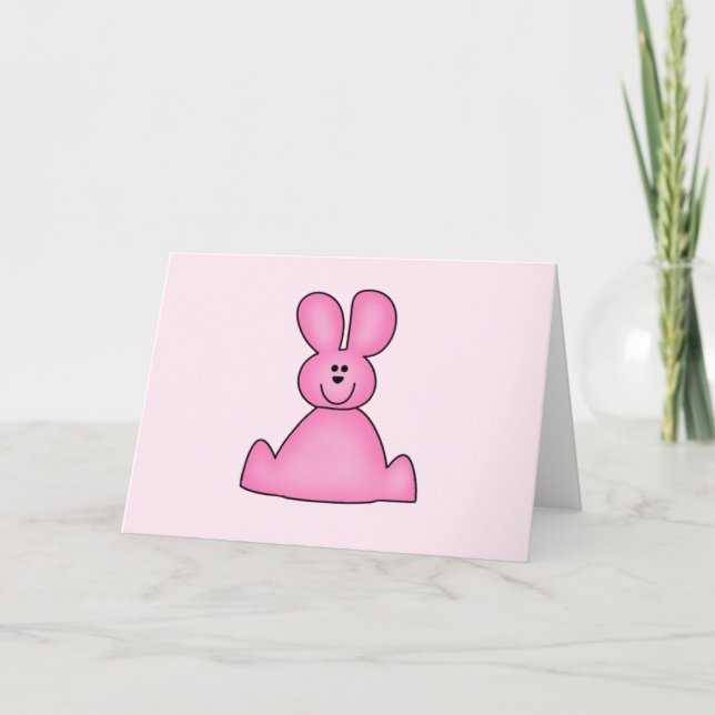 Marshmallow Bunny (pink) Tshirts and Gifts Holiday Card (Front)