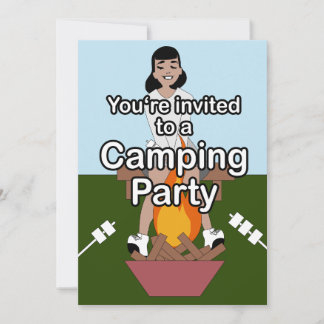 Marshmallow & Campfire Camping  Invitation