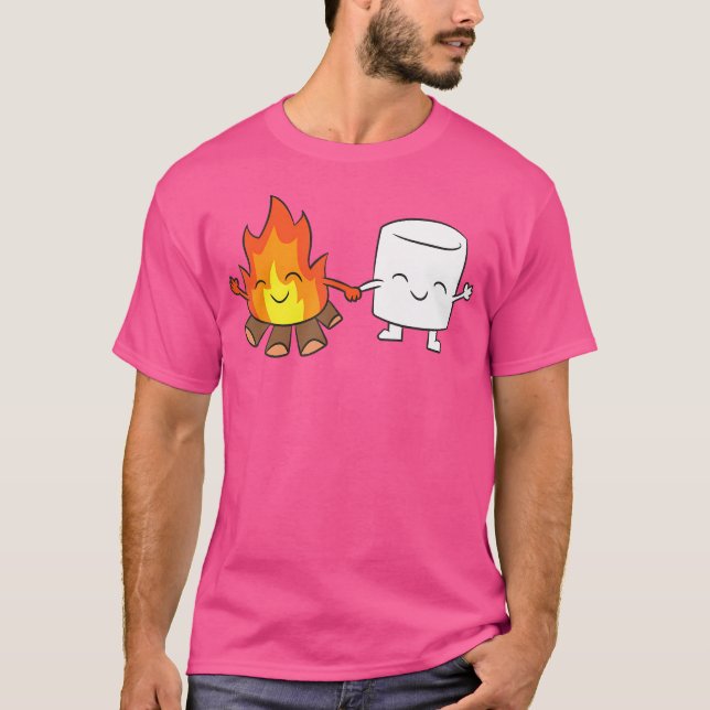 Marshmallow Camping Campfire Cute Marshmallow T-Shirt (Front)