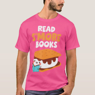 Marshmallow Camping Campfire Funny Read Smore Book T-Shirt