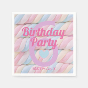 Marshmallow Candy Girls Birthday Party Napkin