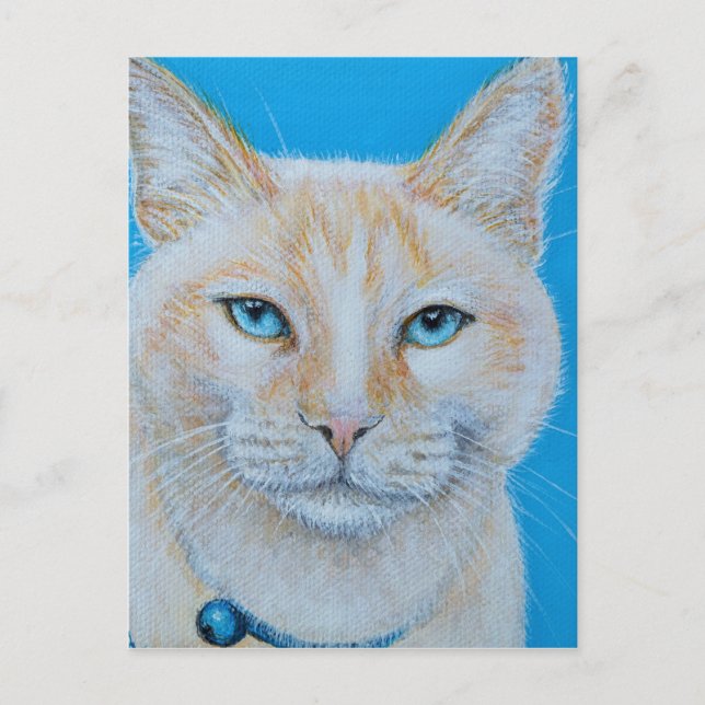 Marshmallow Cat Painting Postcard (Front)