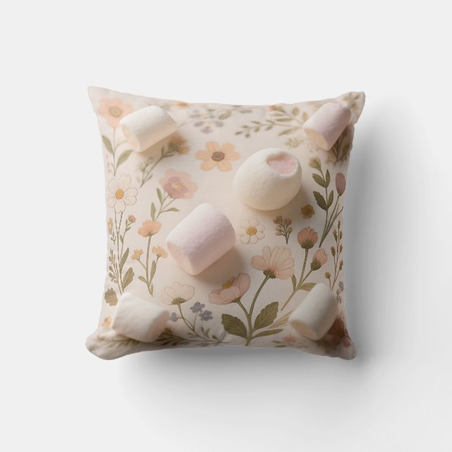 Marshmallow Floral Pastel Pattern Cushion (Front)