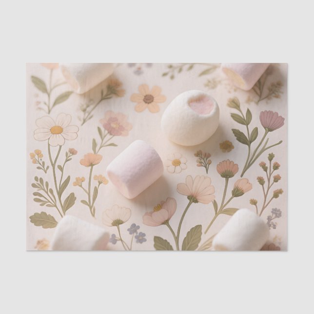 Marshmallow Floral Pastel Pattern Tissue Paper (Front)