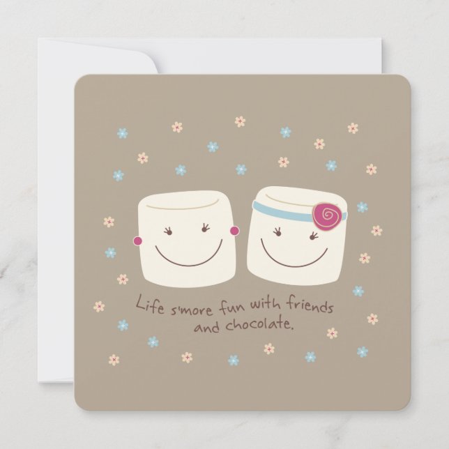 Marshmallow Friends and Chocolate Invitation (Front)