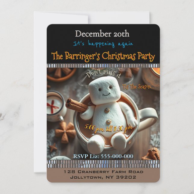 Marshmallow Fun Family Annual Christmas Party Invitation (Front)