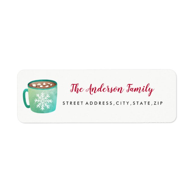 Marshmallow Mug Christmas Return Address Label (Front)