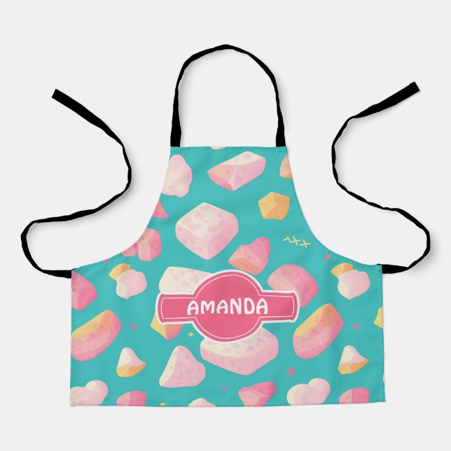 Marshmallow Rainbow Colourful Personalised Pattern Apron (Front)