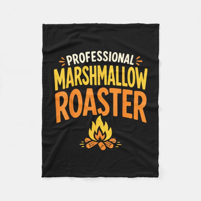 Marshmallow roaster campfire  fleece blanket (Front)