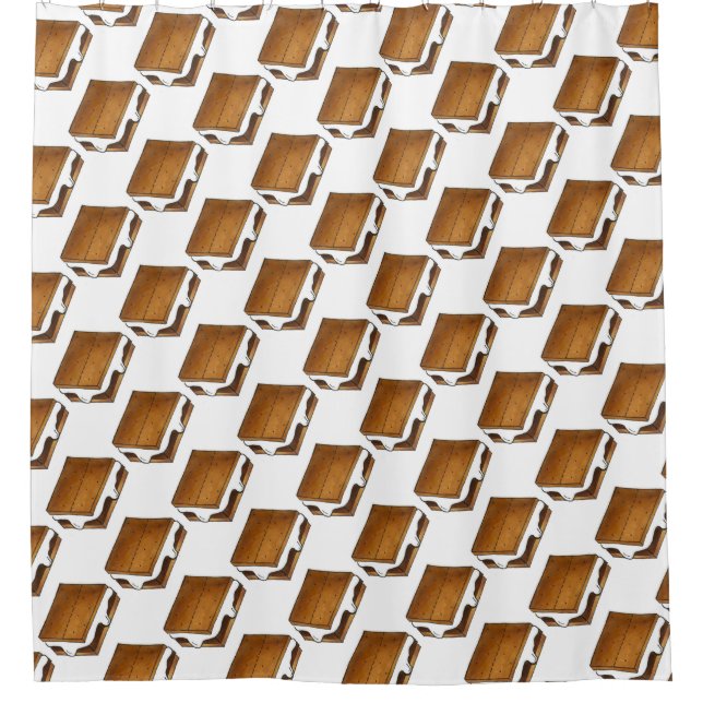 Marshmallow S'mores Smore Foodie Shower Curtain (Front)