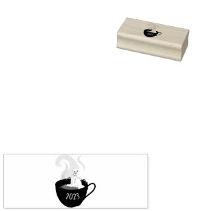 Marshmallow Snowman In Hot Cocoa Rubber Stamp