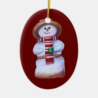 Marshmallow Snowman Merry Christmas Ceramic Tree Decoration