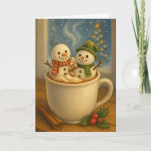 Marshmallow Snowmen Hot Cocoa Holiday Card
