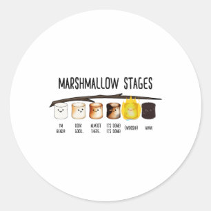 Marshmallow Stages - Kawaii Roasted Toasted Campin Classic Round Sticker