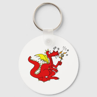 Marshmallow Toasting Dragon Key Ring