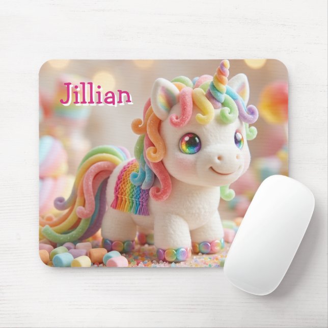 Marshmallow Unicorn and Pastel Candy Dream Mouse Mat (With Mouse)
