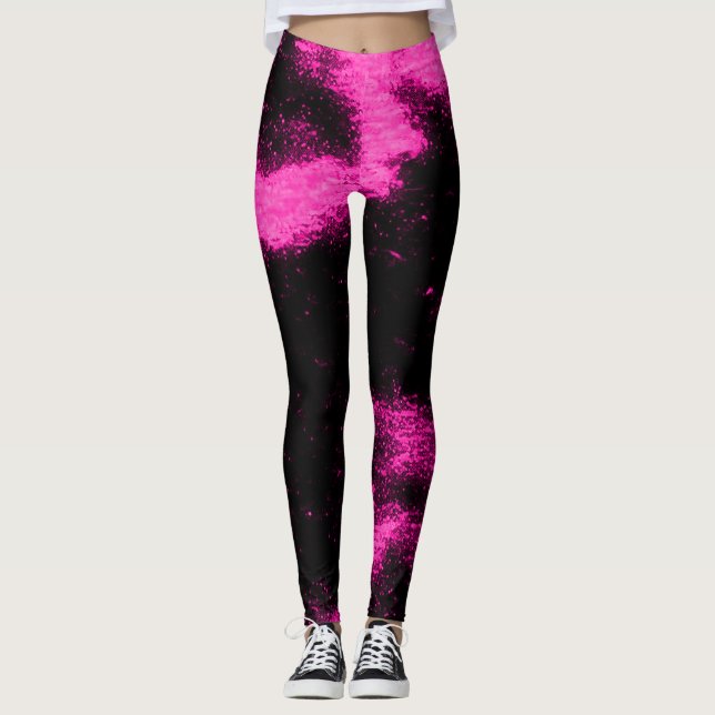 Marshmello Pink Black Light Remix Dance Leggings (Front)