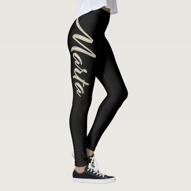 Marta white gold handwriting hose leggings (Right)