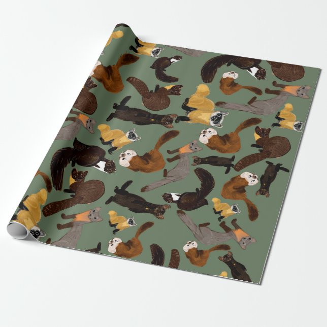 Marten species of the world wrapping paper (Unrolled)