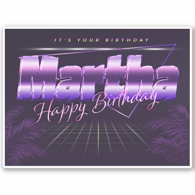 Martha Name First name lila retro Sticker Birthday (Front)
