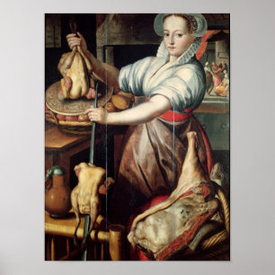 Martha Preparing Dinner for Jesus Poster