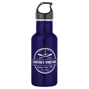 Martha’s Vineyard MA custom town nautical anchor 532 Ml Water Bottle