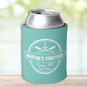 Martha’s Vineyard MA custom town nautical anchor Can Cooler