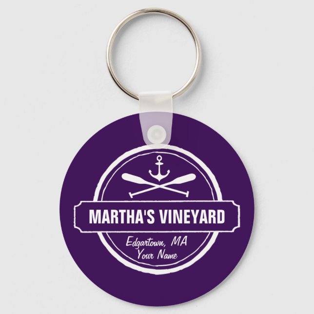 Martha’s Vineyard MA custom town nautical anchor Key Ring (Front)