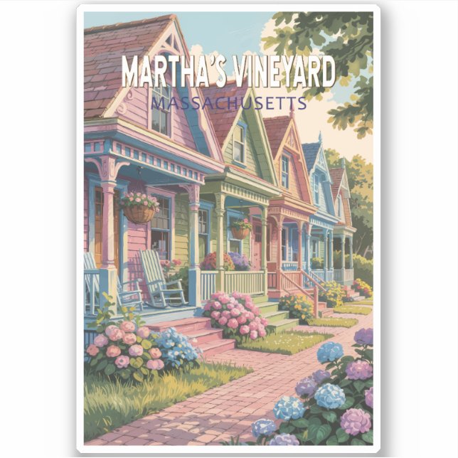 Martha’s Vineyard Massachusetts Illustration Retro (Front)