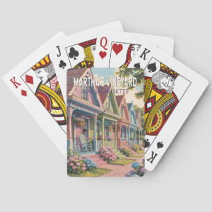 Martha’s Vineyard Massachusetts Illustration Retro Playing Cards