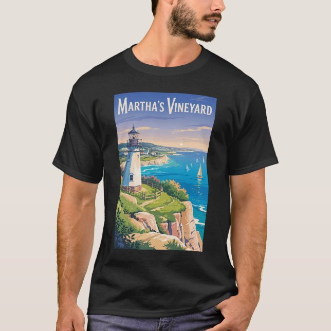 Martha’s Vineyard Massachusetts Lighthouse Travel T-Shirt (Front)