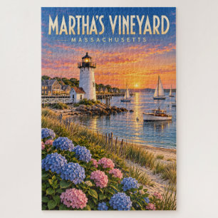 Martha’s Vineyard Sunset Lighthouse Massachusetts Jigsaw Puzzle