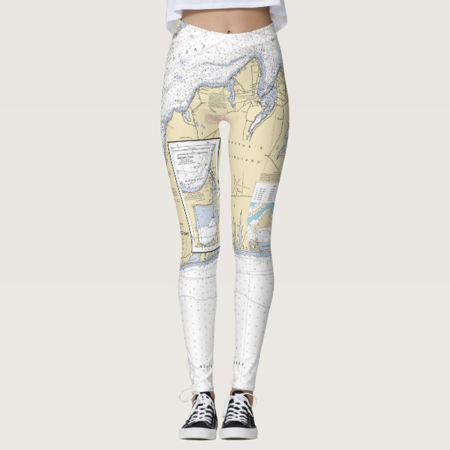Martha's Vineyard Cape Cod MA Nautical Chart Leggings (Front)