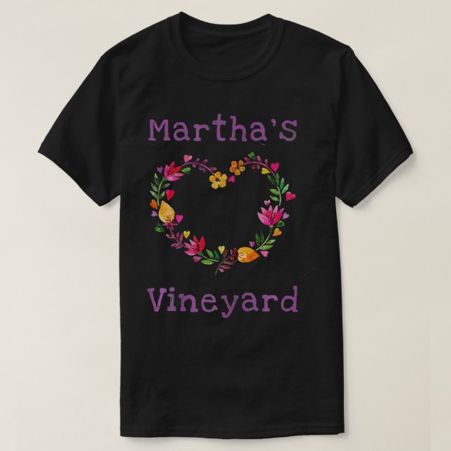 Marthas Vineyard Cape Cod Vacation Flower Wreath H T-Shirt (Design Front)