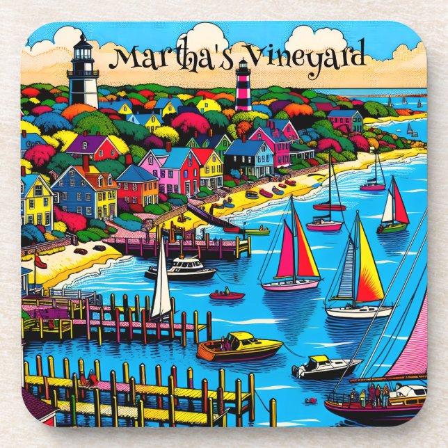 Martha's Vineyard | Colourful Abstract Art Coaster (Front)