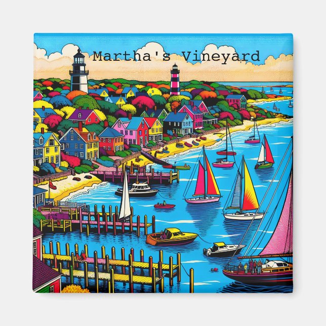 Martha's Vineyard | Colourful Abstract Art Magnet (Front)