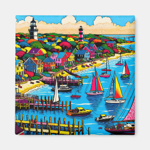 Martha's Vineyard Colourful Abstract Art Magnet